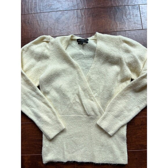 Something Navy Alpaca Knit Cream Puff Sleeves Sweater Women’s M - Picture 1 of 7